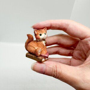 Vtg 1998 Calico Kittens RARE Orange Tabby Cat Romance Book Reading Bow Mini
